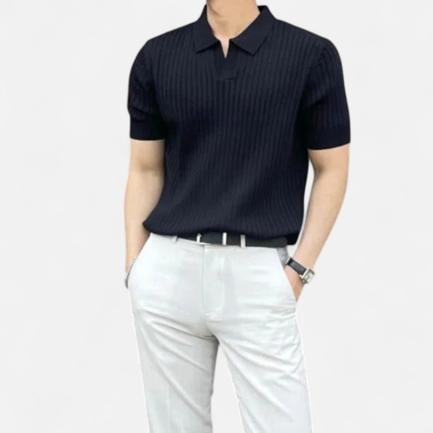 Delvoir | Men’s Summer Slim Fit Polo Shirt – Tailored Elegance, Lightweight Comfort