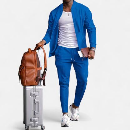 Delvoir | Men’s Long Sleeve Two-Piece Zipper Set – Relaxed Sophistication, All-Season Versatility