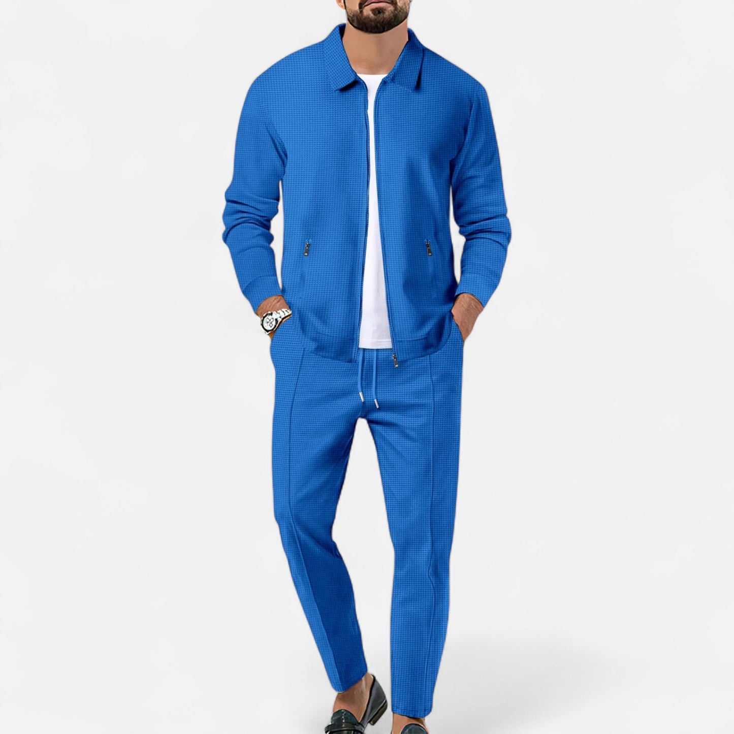 Delvoir | Men’s Long Sleeve Two-Piece Zipper Set – Relaxed Sophistication, All-Season Versatility