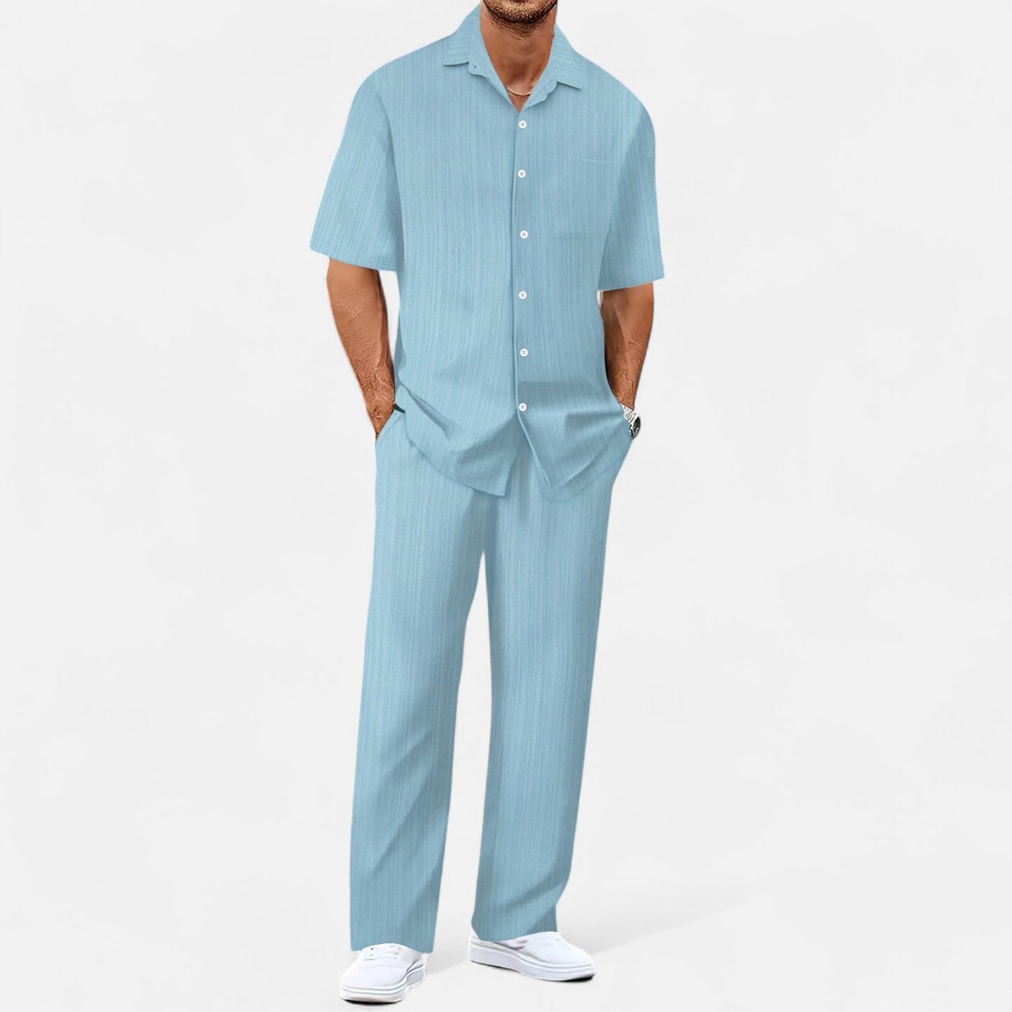 Delvoir | Men’s Long Two-Piece Set – Relaxed Refinement, All-Season Versatility