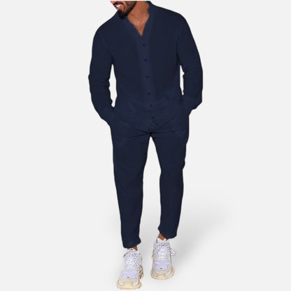 Delvoir | Men’s Long Sleeve Two-Piece Set – Refined Comfort, Effortless Versatility