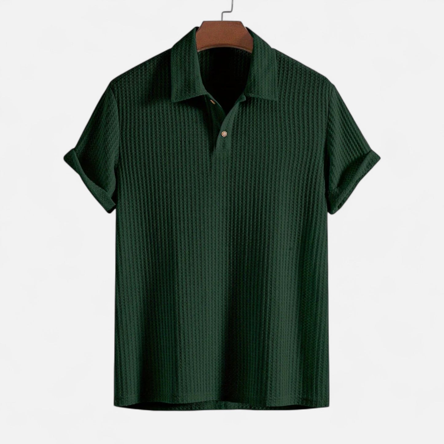 Delvoir Men’s Waffle Knit Polo Shirt – Elevated Texture, Supreme Flexibility
