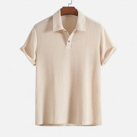 Delvoir Men’s Waffle Knit Polo Shirt – Elevated Texture, Supreme Flexibility