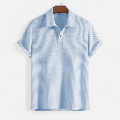 Delvoir Men’s Waffle Knit Polo Shirt – Elevated Texture, Supreme Flexibility