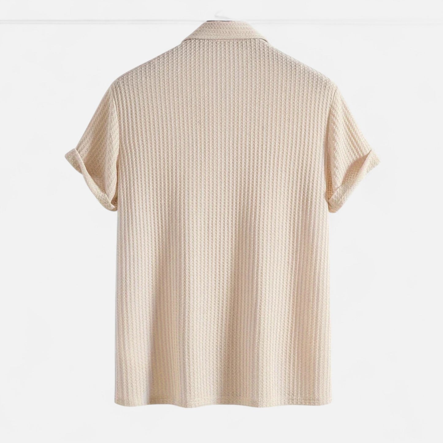 Delvoir Men’s Waffle Knit Polo Shirt – Elevated Texture, Supreme Flexibility