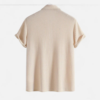 Delvoir Men’s Waffle Knit Polo Shirt – Elevated Texture, Supreme Flexibility