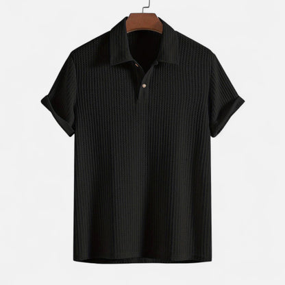 Delvoir Men’s Waffle Knit Polo Shirt – Elevated Texture, Supreme Flexibility