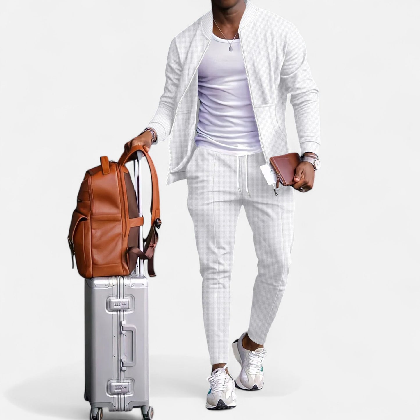 Delvoir | Men’s Long Sleeve Two-Piece Zipper Set – Relaxed Sophistication, All-Season Versatility